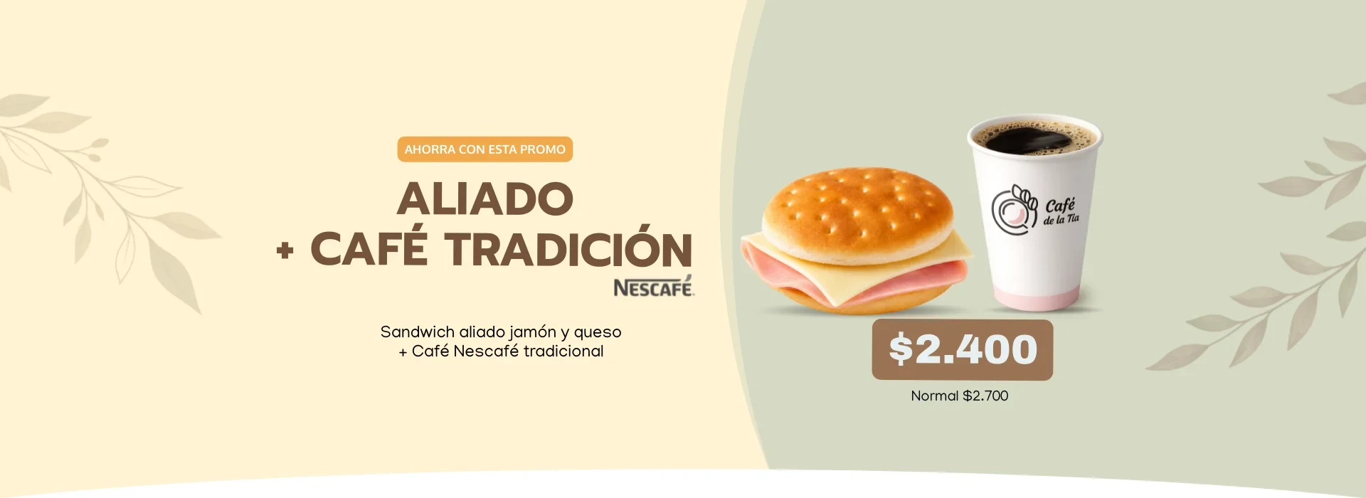 sandwich con cafe cappuccino vainilla